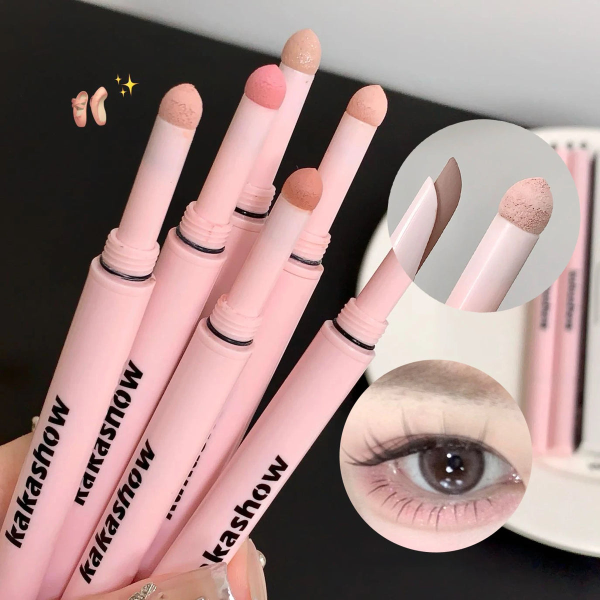 Double-End Lying Silkworm Eyeliner & Glitter Eyeshadow Pencil Eyeliner Eyeshadow Pencil PRIMED