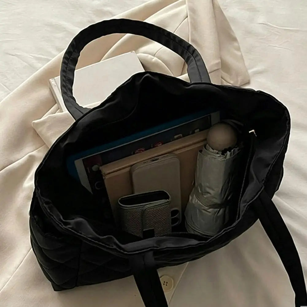 Women's Multi-Pocket Quilted Shoulder Bag | Large Tote Shoulder Tote Bag PRIMED