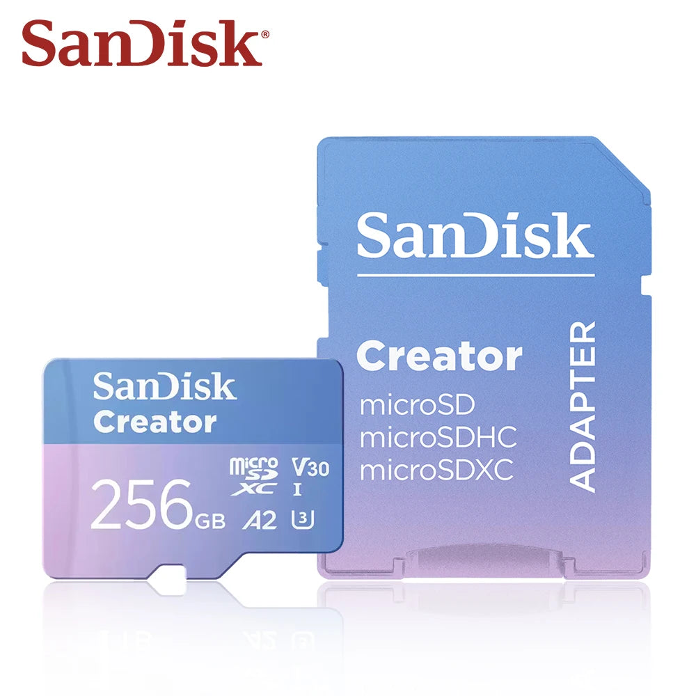 SanDisk V30 A2 microSDXC 128GB/256GB UHS-I Card + Adapter Flash Memory Card PRIMED