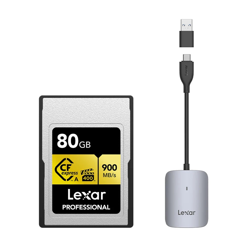 Lexar CFexpress Type A Gold VPG400 – 80GB & 160GB for Sony CFexpress Memory Card PRIMED 80GB and Reader