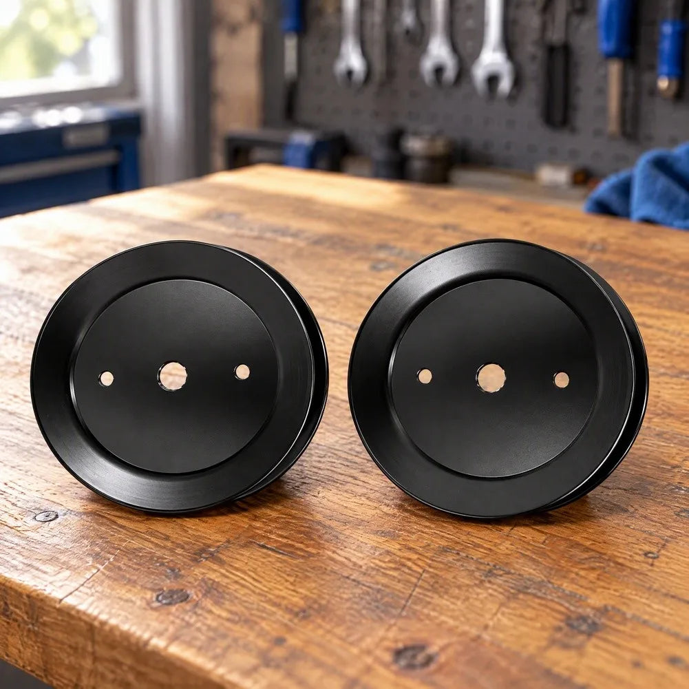 2-Pack Spindle Pulley 195945 197473 532197473 – Lawn Mower Part Lawn Mower Parts PRIMED
