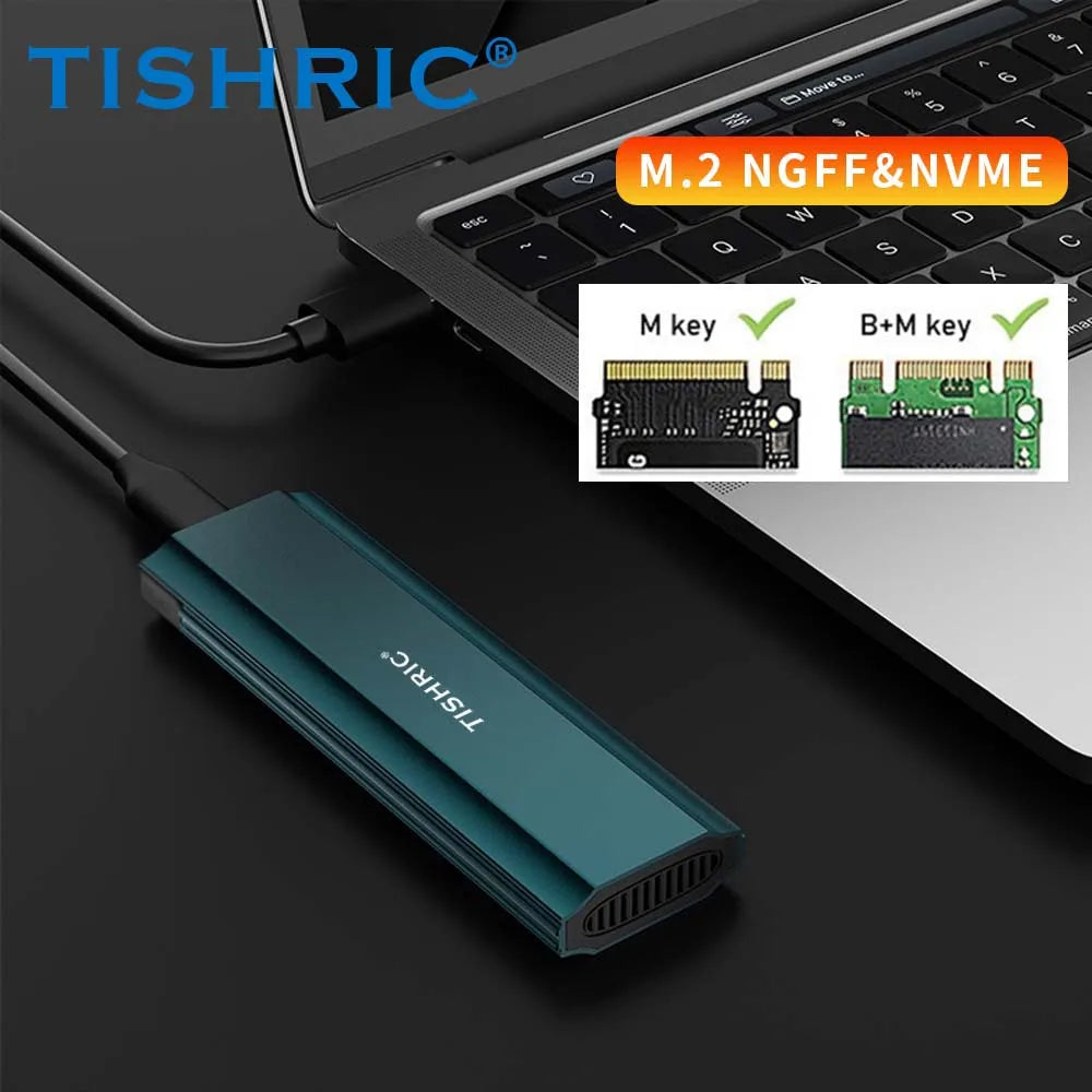 TISHRIC M.2 NVMe NGFF SSD Enclosure USB-C 10Gbps Aluminum Case SSD Enclosure PRIMED