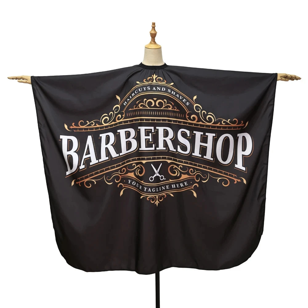 Waterproof Anti-Static Barber Cape – Black Salon Haircut Gown