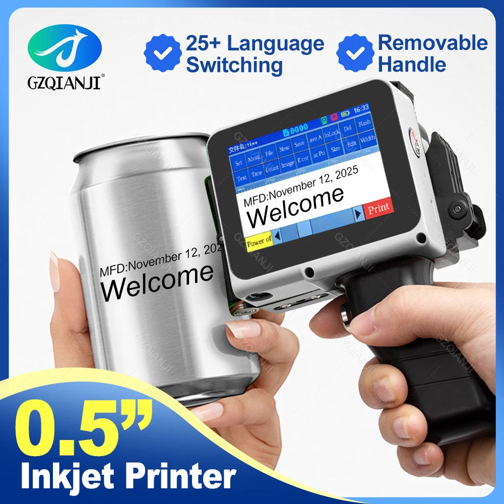 Portable Handheld Inkjet Printer 12.7mm – 28 Languages & QR Code Handheld Inkjet Printer PRIMED