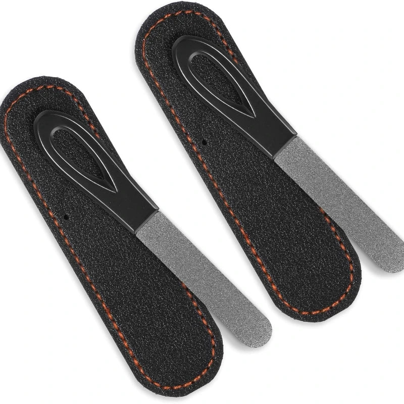 Stainless Steel Double-Sided Nail File with Leather Case