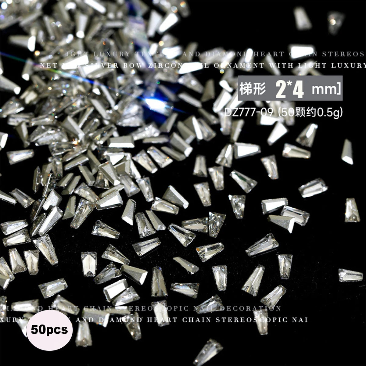 50Pcs Pink Zircon Nail Rhinestones Heart & Oval Manicure Charms Nail Art Rhinestones PRIMED ZD120-3