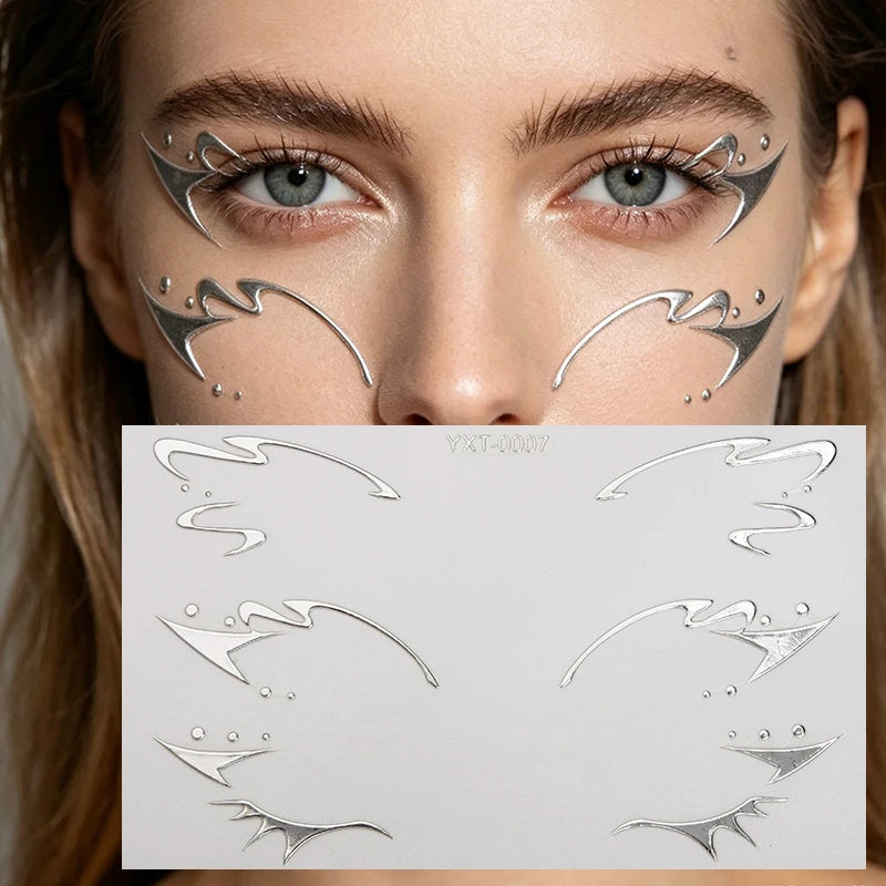 Holographic Laser Eyeliner Stickers – Waterproof Face Art Decals Face Art Sticker PRIMED YXT-007-1Pc