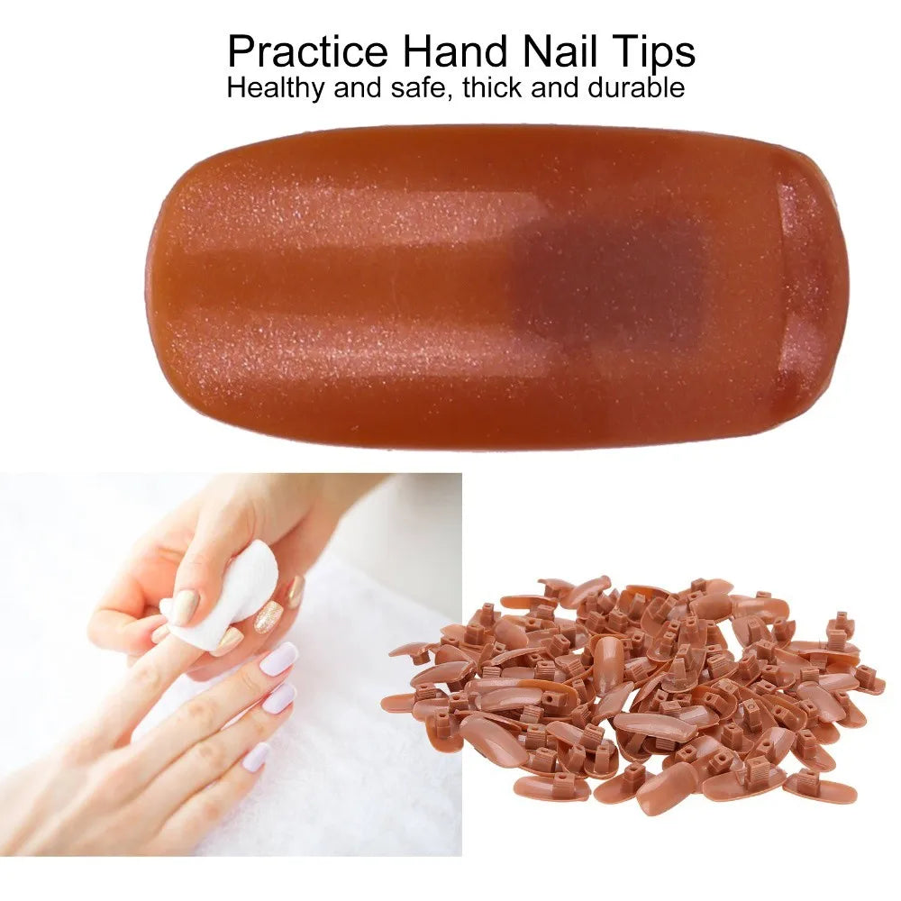 300Pcs ABS Nail Practice Replacement Tips – Brown Finger Tips