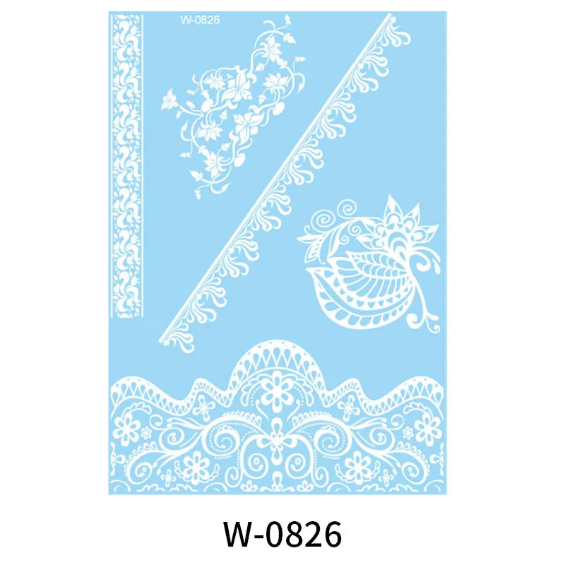 White Henna Flower Temporary Tattoo Sticker – Body Art
