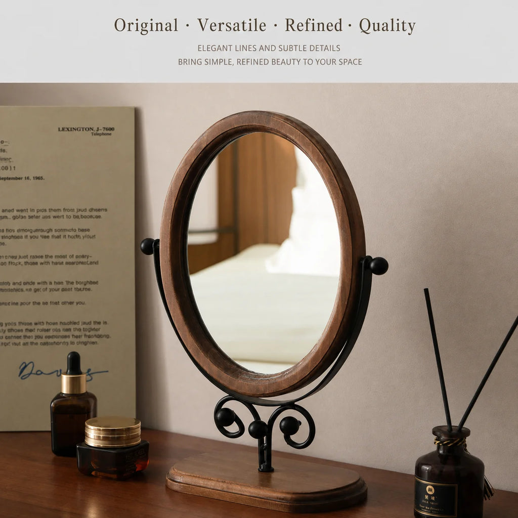 Vintage Oval Vanity Mirror – 360° Rotatable Tabletop Makeup Mirror Tabletop Vanity Mirror PRIMED