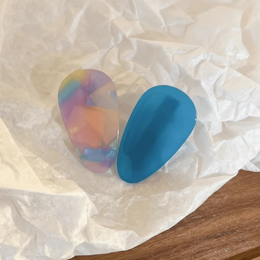 Vintage Colorful Drop Shape Hair Clips – 2pc Barrettes Set