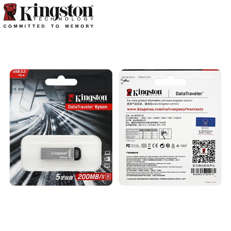 Kingston DataTraveler Kyson USB 3.2 Flash Drive 32–256GB USB Flash Drive PRIMED