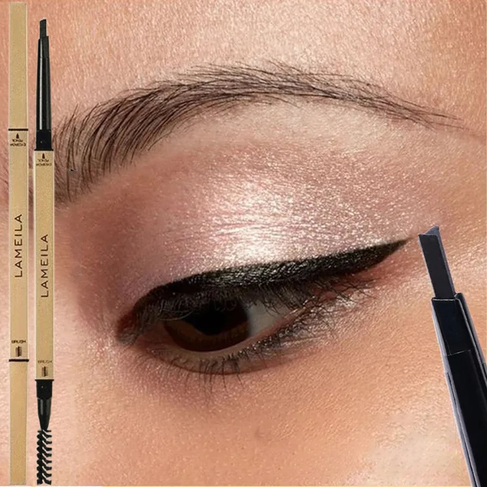 Ultra-Fine Double-Ended Waterproof Eyebrow Pencil – Light Brown Eyebrow Pencil PRIMED 01 Black-1Pc
