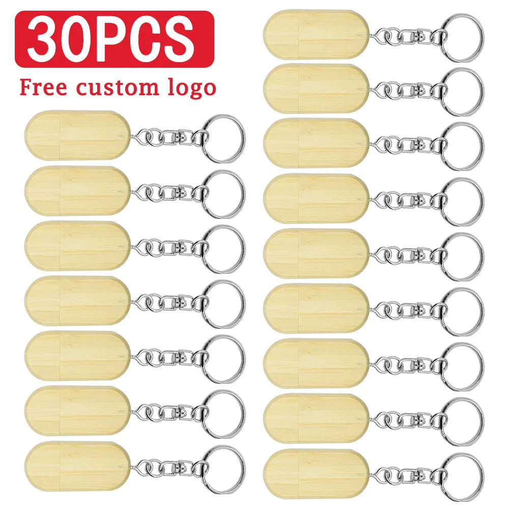 Wooden USB Flash Drive Custom Logo Key Chain | 4–32GB Bulk Wooden USB Flash Drive PRIMED 4GB Bamboo-30p