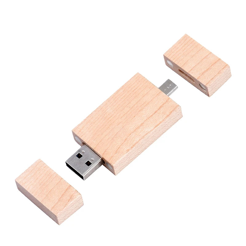 Wooden TYPE-C USB Flash Drive | Free Custom Logo 4–128GB USB Flash Drive PRIMED
