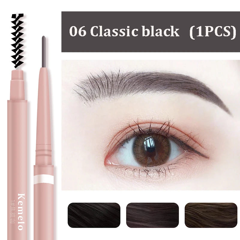 1.5mm Ultra Fine Waterproof Eyebrow Pencil with Brush – 6 Shades