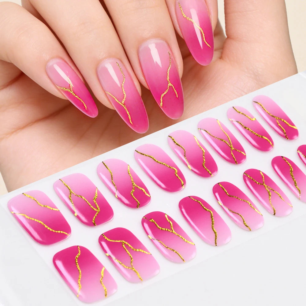 Semi-Cured UV Gel Nail Stickers – French Full Cover Waterproof