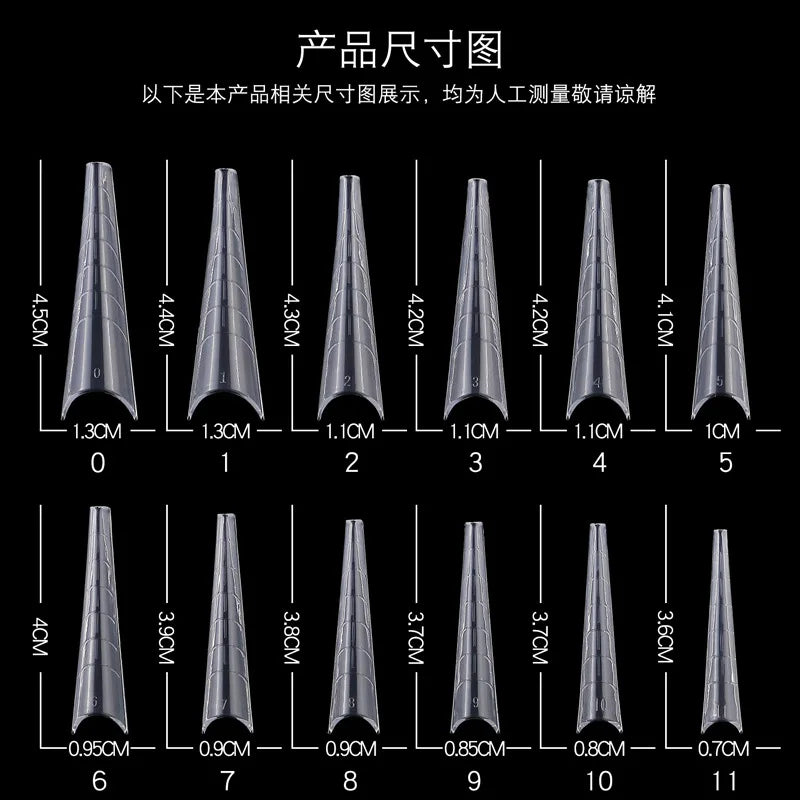 120pcs Stiletto Acrylic Nail Tips Half-Cover French Forms 10 Sizes