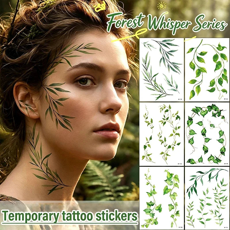 Green Vine Leaf Temporary Tattoo Sticker – Waterproof Body Art Temporary Tattoo Sticker PRIMED