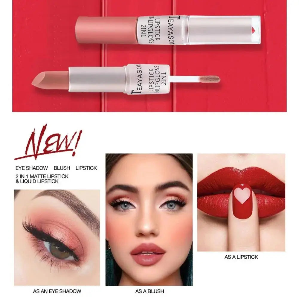 TEAYASON 2-in-1 Matte Liquid Lipstick & Lip Gloss – 12 Colors