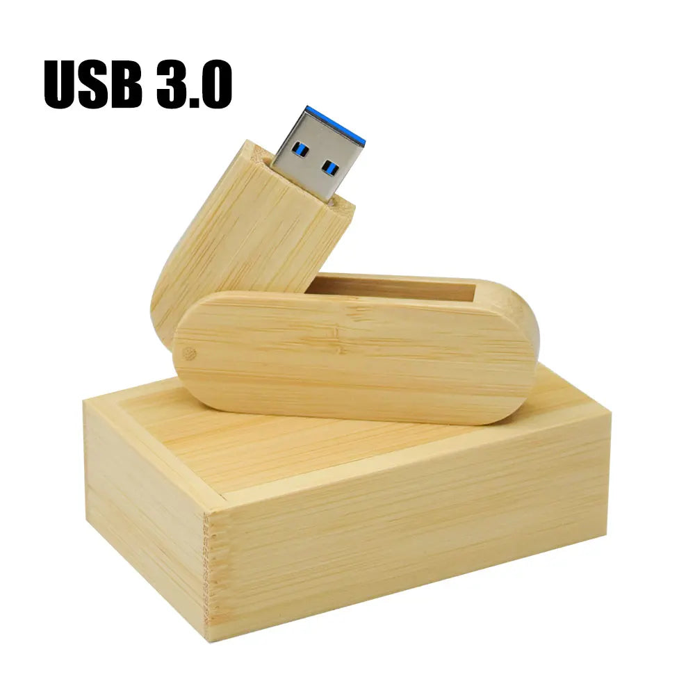 Wooden USB 3.0 Flash Drive 4GB–64GB | Custom Logo Gift Wooden USB Flash Drive PRIMED 128 GB Bamboo-Box