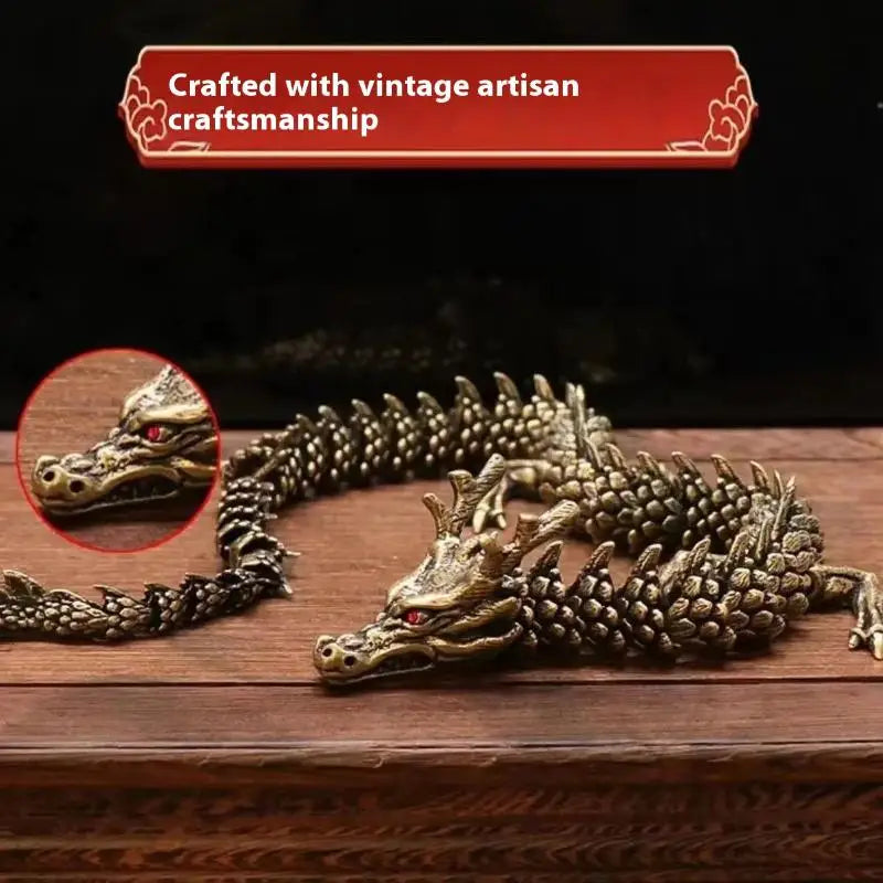 3D Movable Alloy Dragon Statue | Antique Desktop Ornament Dragon Figurine Ornament PRIMED