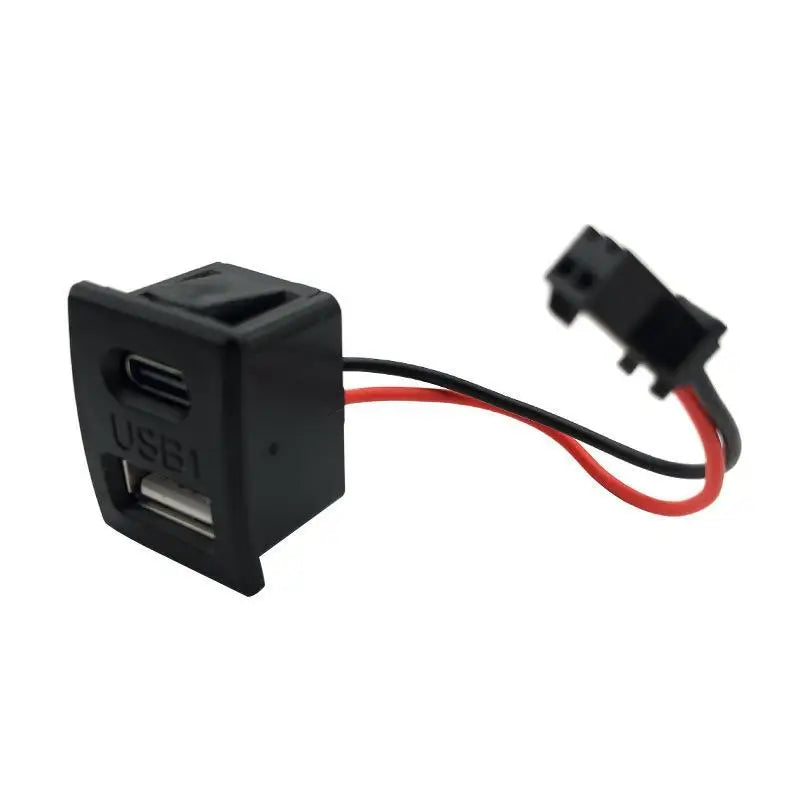 Dual USB-A + Type-C Embedded Charging Socket with 7cm Cable