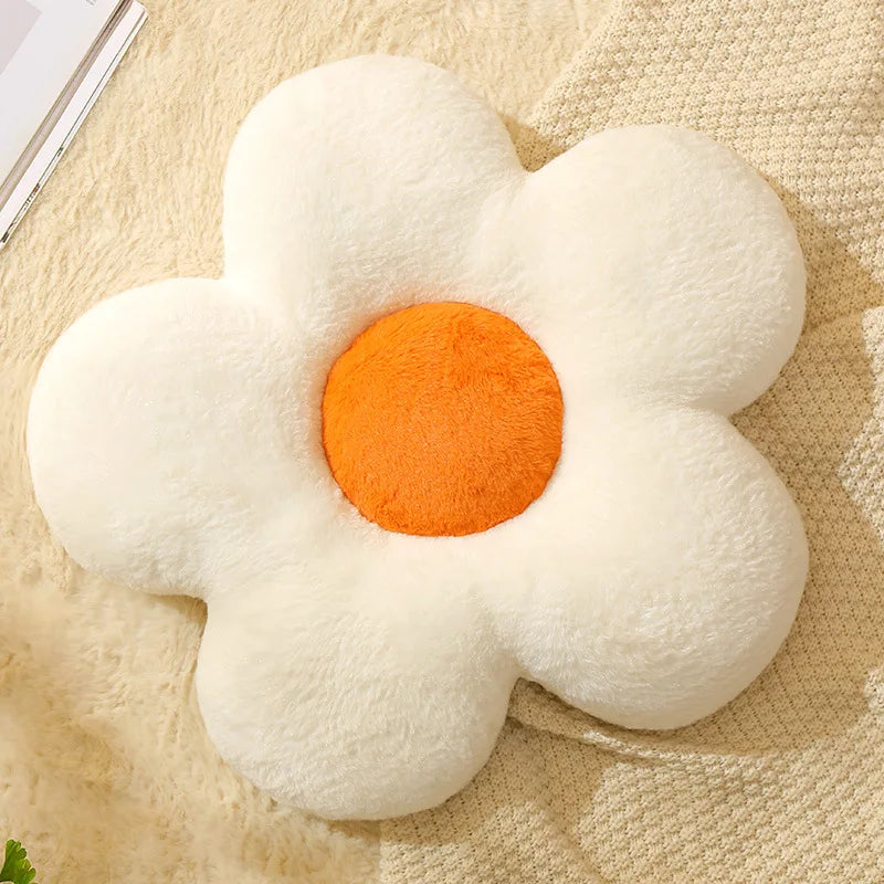 LMETJMA Flower Plush Throw Pillow | Floor Seating Cushion Decorative Throw Pillow PRIMED WHITE 35x35cm