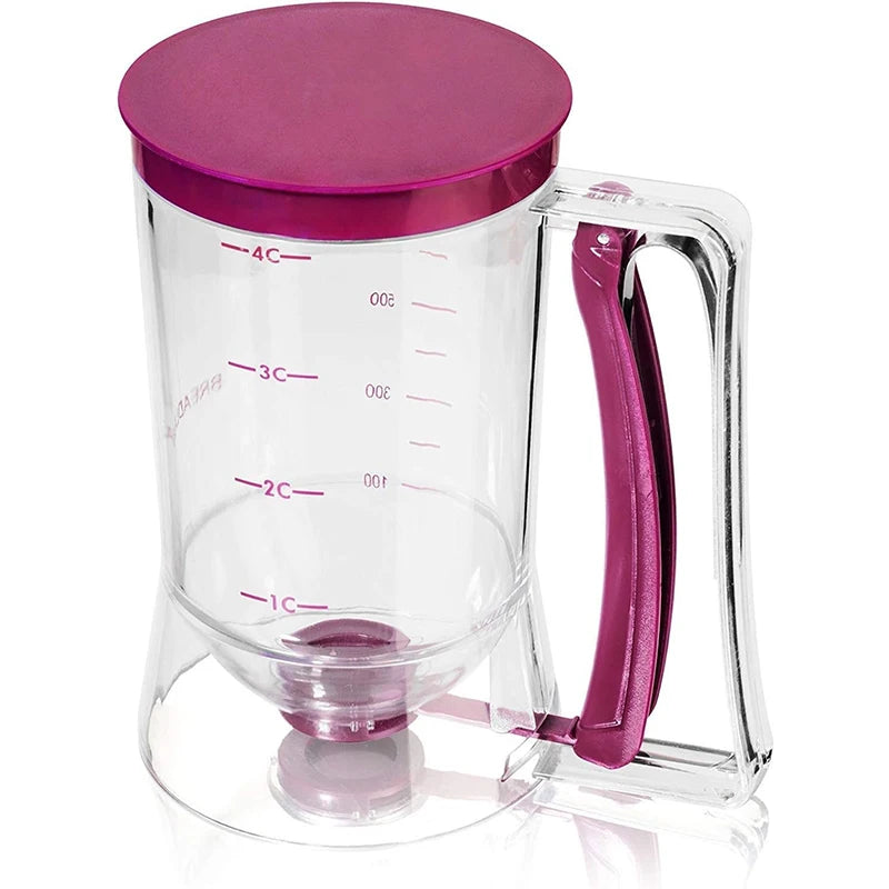 LMETJMA 4-Cup Pancake Batter Dispenser 900ml with Measuring Label Batter Dispenser PRIMED