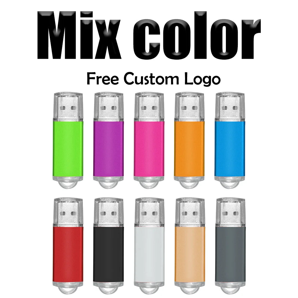 10-Pack Custom Logo Metal USB Flash Drives 256MB–128GB USB Flash Drive PRIMED 128MB x 10PCS 10pMix-B