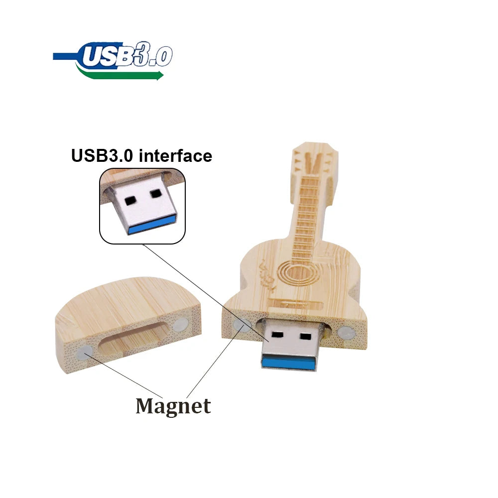 Guitar USB 3.0 Flash Drive Custom Logo Bulk | 32GB 64GB 128GB Custom USB Flash Drive PRIMED