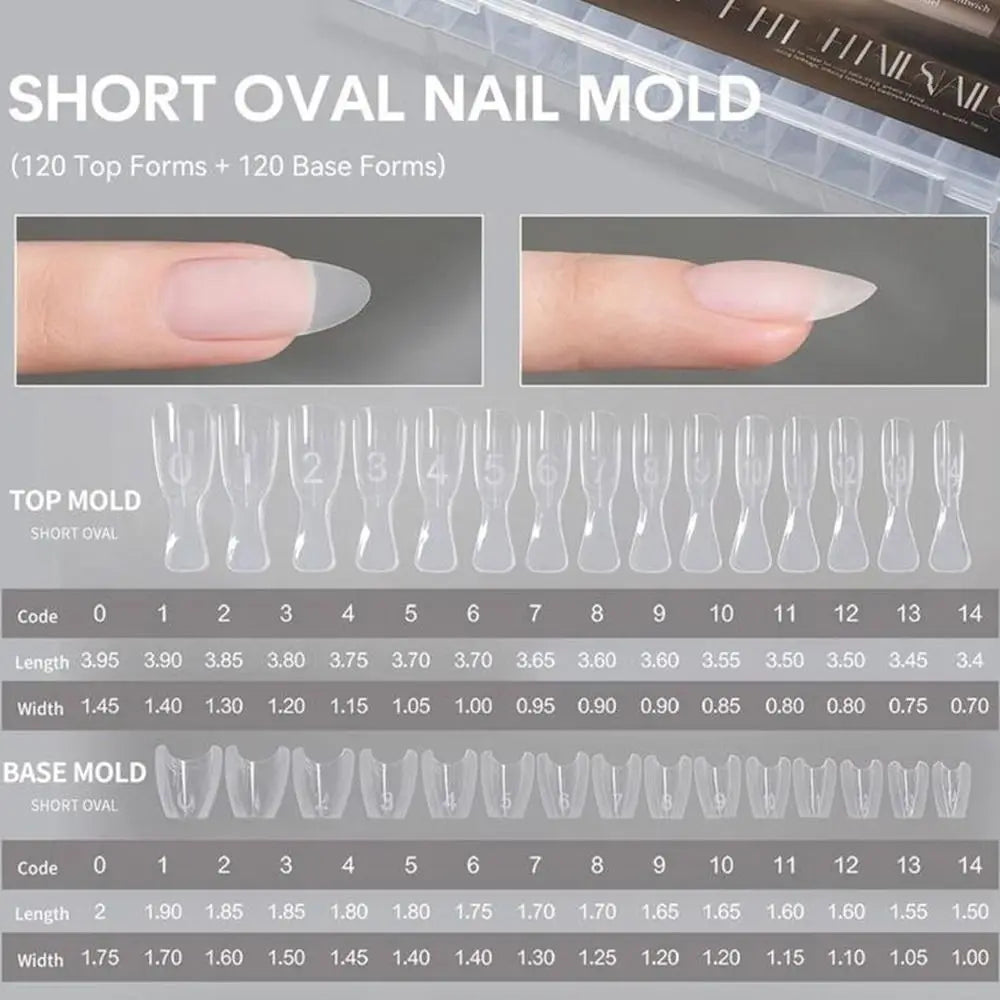 240pcs Oval Dual Nail Forms – Gel & Acrylic Clear Extensions Nail Extension Forms PRIMED