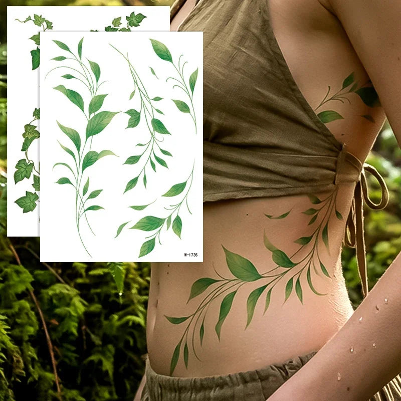 Green Vine Leaf Temporary Tattoo Sticker – Waterproof Body Art Temporary Tattoo Sticker PRIMED