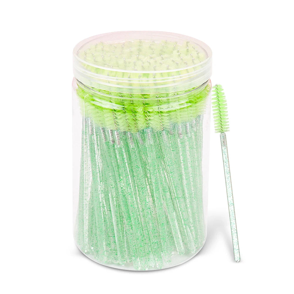 100 Pcs Spoolie Brushes – Eyelash Extension Makeup Tools Spoolie Brush Set PRIMED green