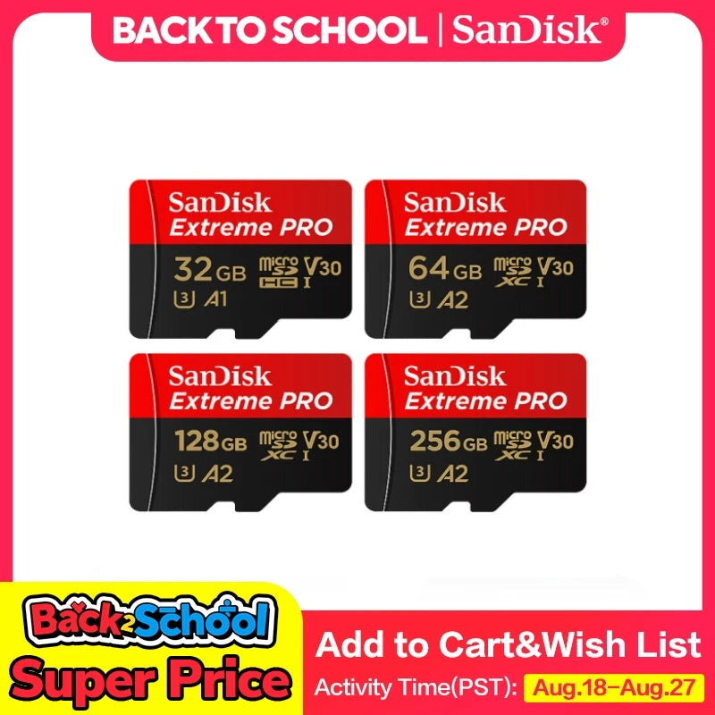 SanDisk Extreme Pro Micro SD Card 32GB–512GB U3 A2 V30 Micro SD Card PRIMED