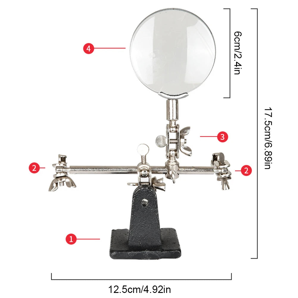 LED Desktop Magnifier Stand with Helping Hand Clamps | 3X–10X LED Magnifier Stand PRIMED C