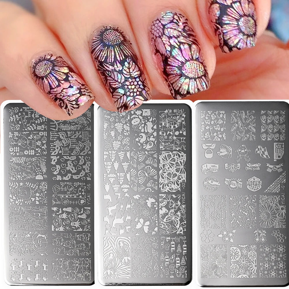 Nail Art Stamping Plate – Waves, Florals & Animal Designs Nail Stamping Plate PRIMED