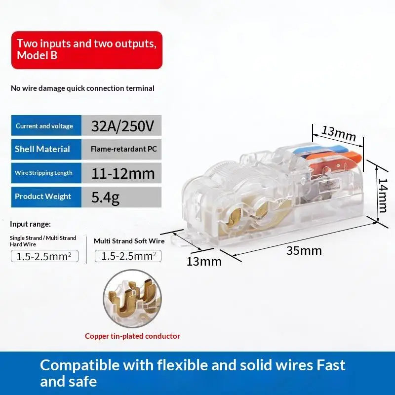 T-Type No-Strip Wire Connector | Quick Branch Terminal Block