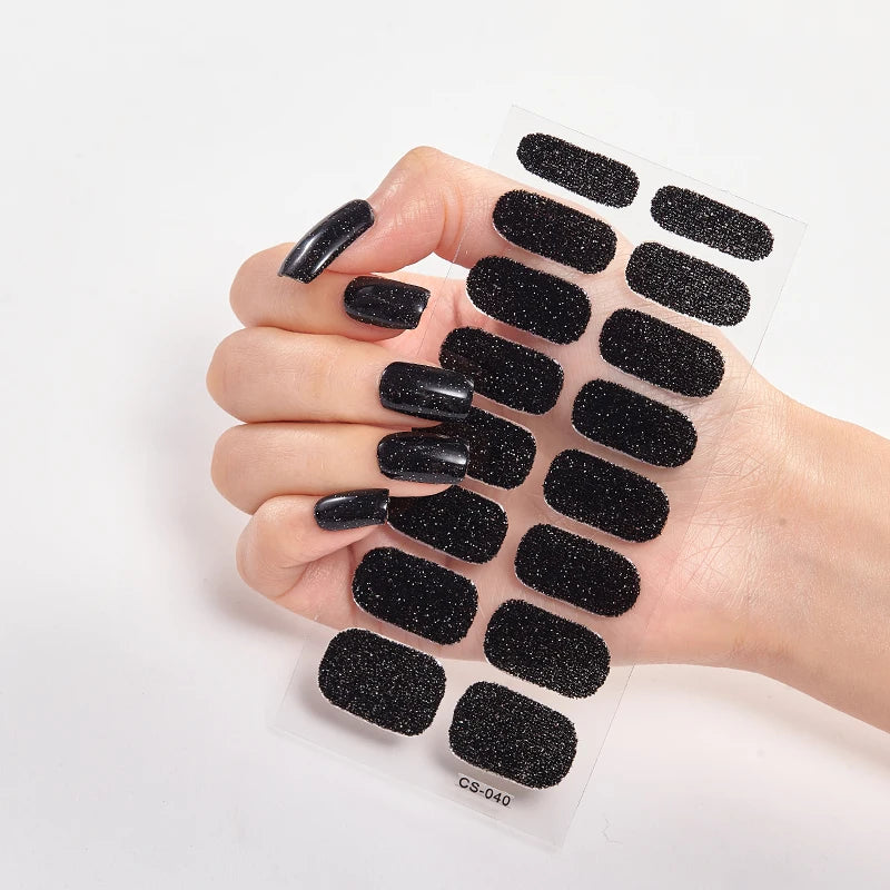 Semi-Cured Gel Nail Wraps Full Cover Stickers – 16pc Set
