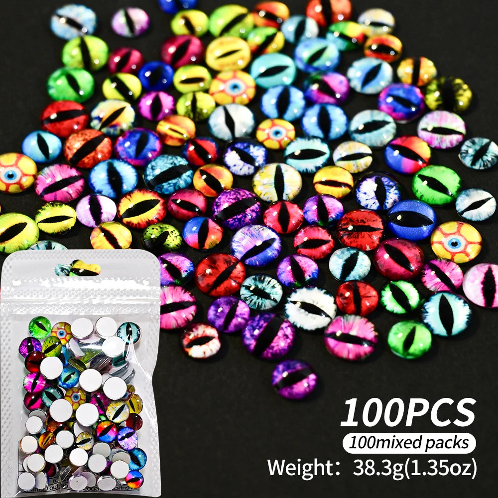 3D Cat Eye Nail Charms – Devil Eye Rhinestones 10–100Pcs Y2K Nail Art Rhinestones PRIMED ZCF153-3