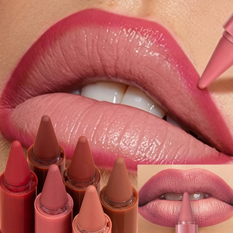 Tapered Matte Velvet Lip Liner Pencil – 6 Colors Long-Lasting Lip Liner Pencil PRIMED