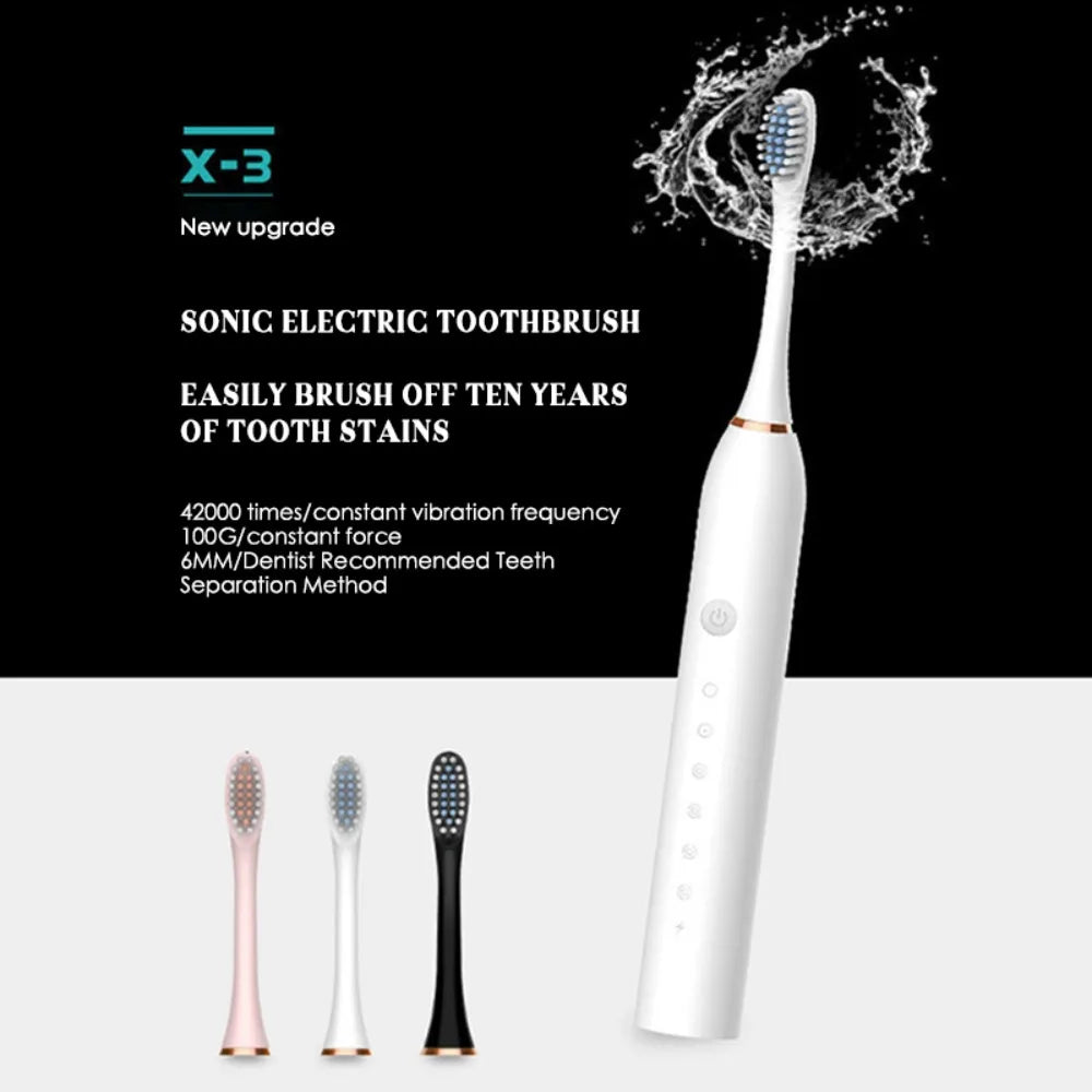 Sonic Electric Toothbrush 6 Modes 42000 VPM + 4 Brush Heads