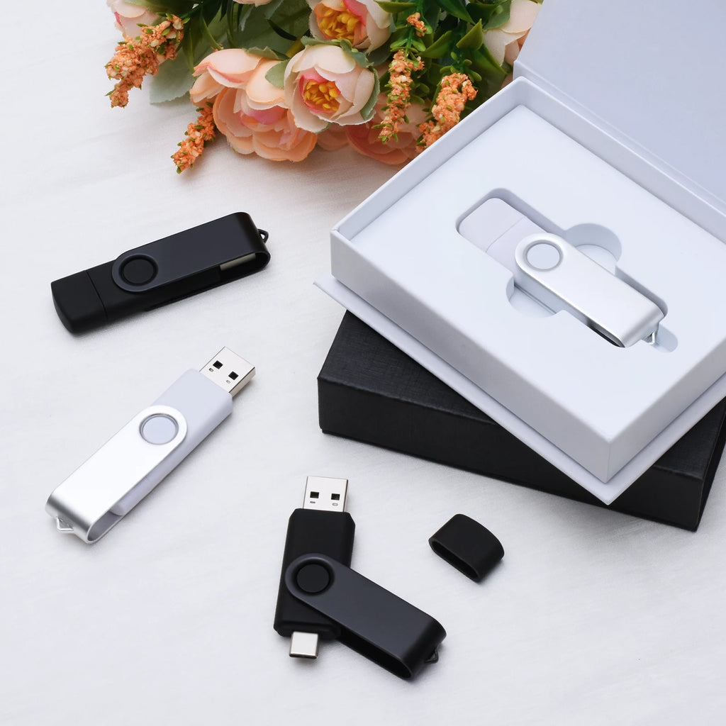 Custom Logo USB Flash Drive Type-C & USB 2.0 Gift Box USB Flash Drive PRIMED