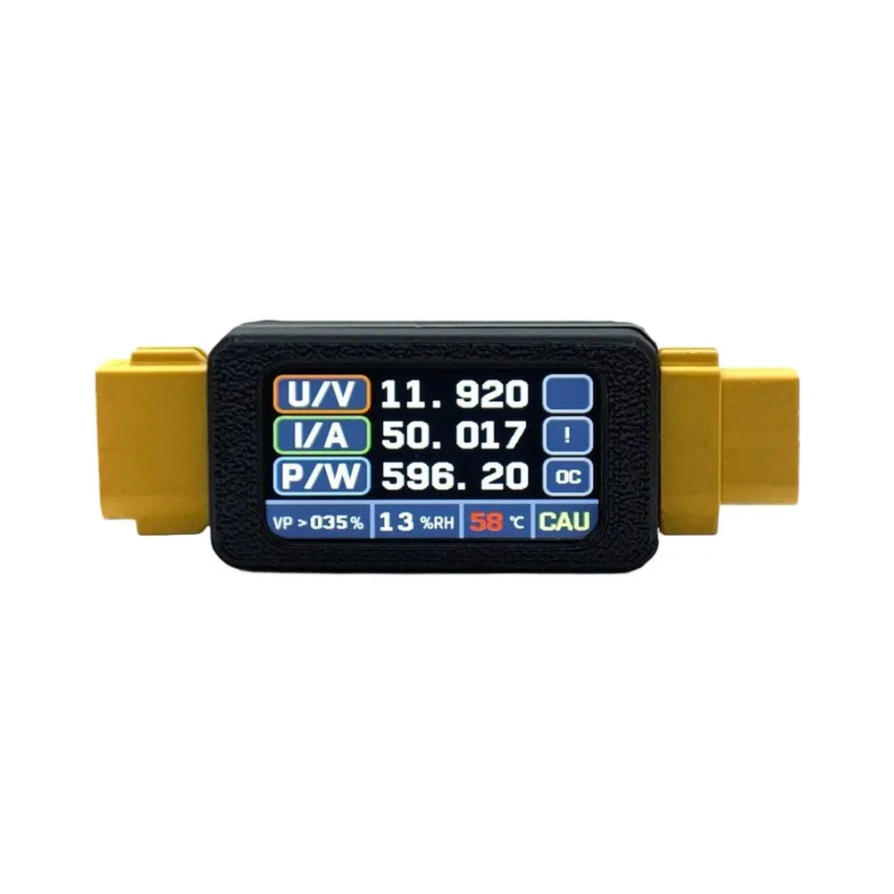 XT60 Bidirectional Ammeter Wattmeter 5–34V 30A + Temp Sensor