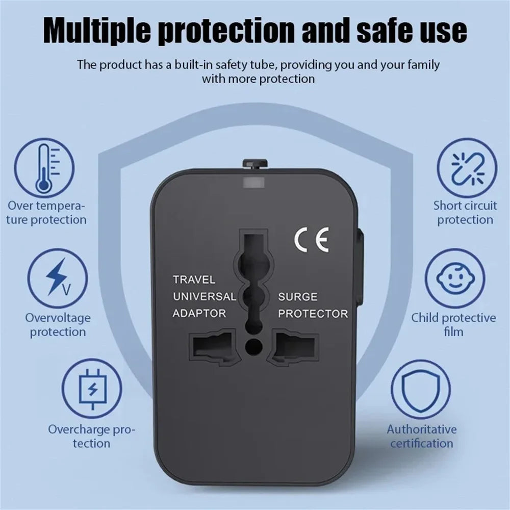 Universal Travel Adapter PD20W QC18W USB-C | US EU UK AU Travel Power Adapter PRIMED