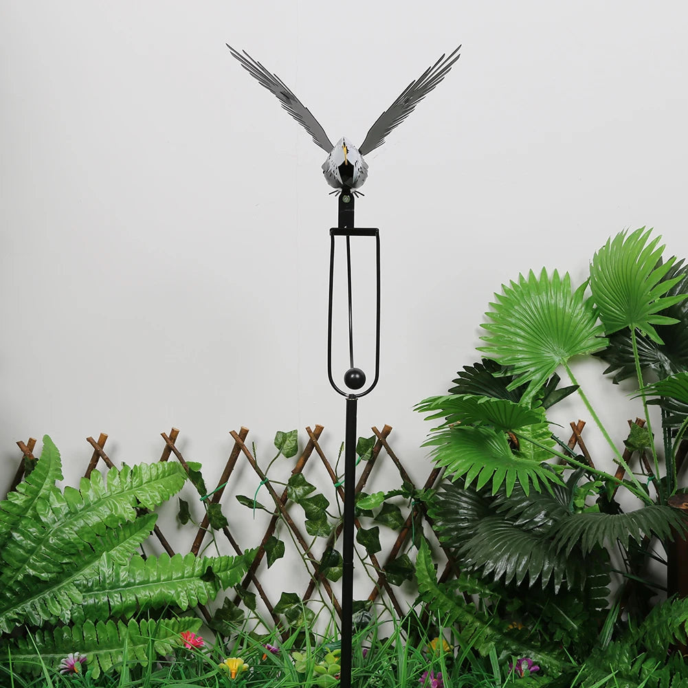 Metal Eagle Wind Spinner Garden Stake – Kinetic Bird Deterrent Garden Wind Spinner PRIMED