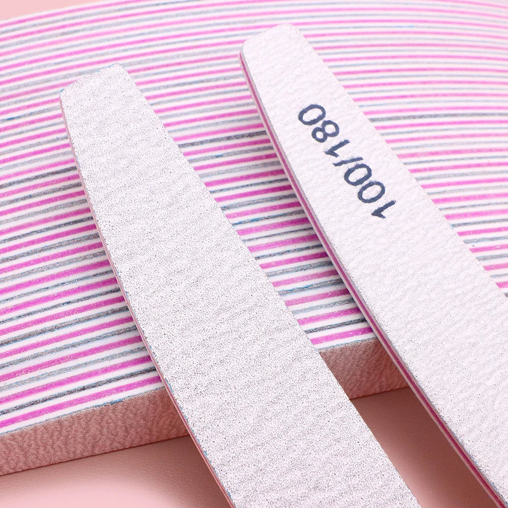 JEARLYU Nail Files 10/5 Pcs | 100/180 Grit Manicure Buffer Nail File Set PRIMED