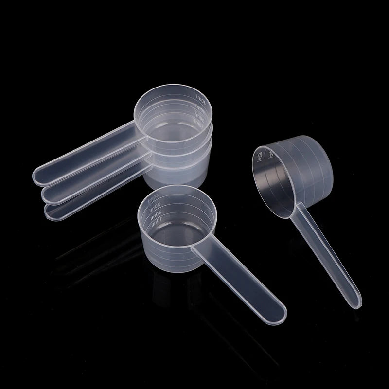 10-Pack 40ml Graduated Measuring Spoons – Flat Bottom Clear PP