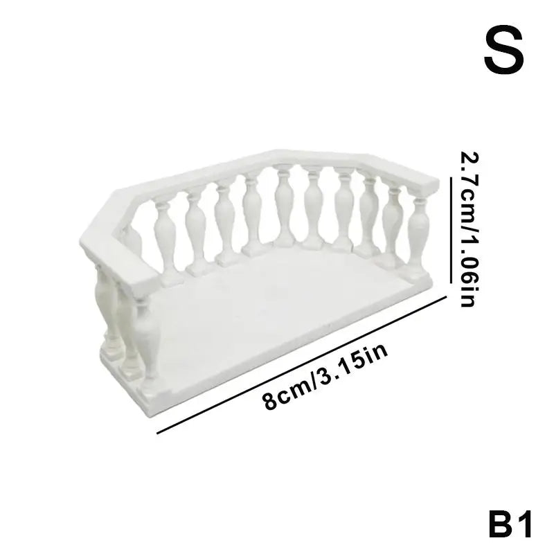 Miniature Dollhouse Balcony with Railing – European Style DIY Dollhouse Accessory PRIMED B1
