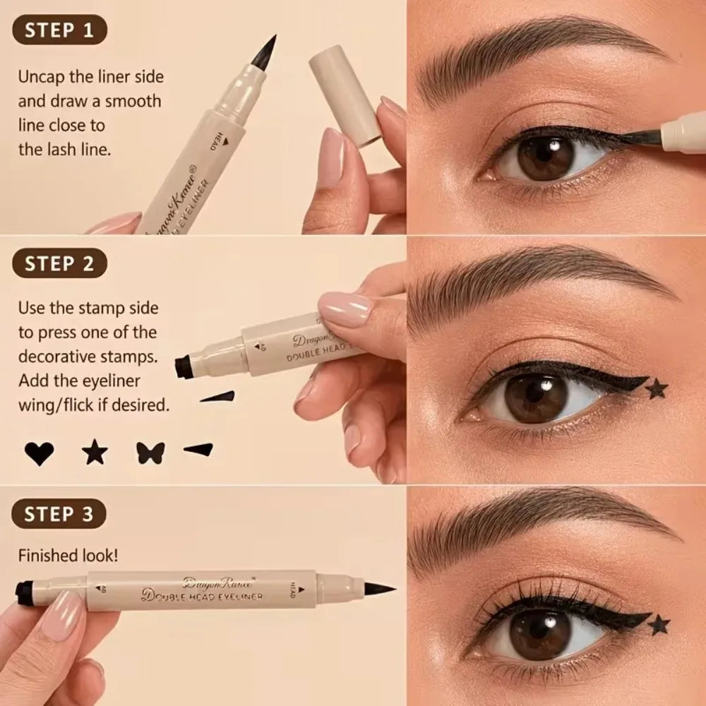 2-in-1 Stamp Eyeliner Pen – Waterproof Cat Eye Liquid Liner Stamp Eyeliner Pen PRIMED
